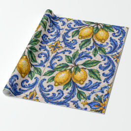 Italiensk citron Azulejo-platta Presentpapper