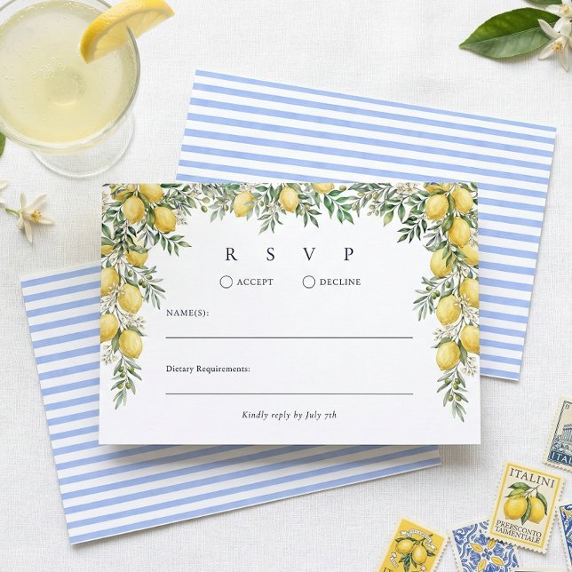 Italiensk citron bröllop RSVP-svarskort OSA Kort (Skapare uppladdad)