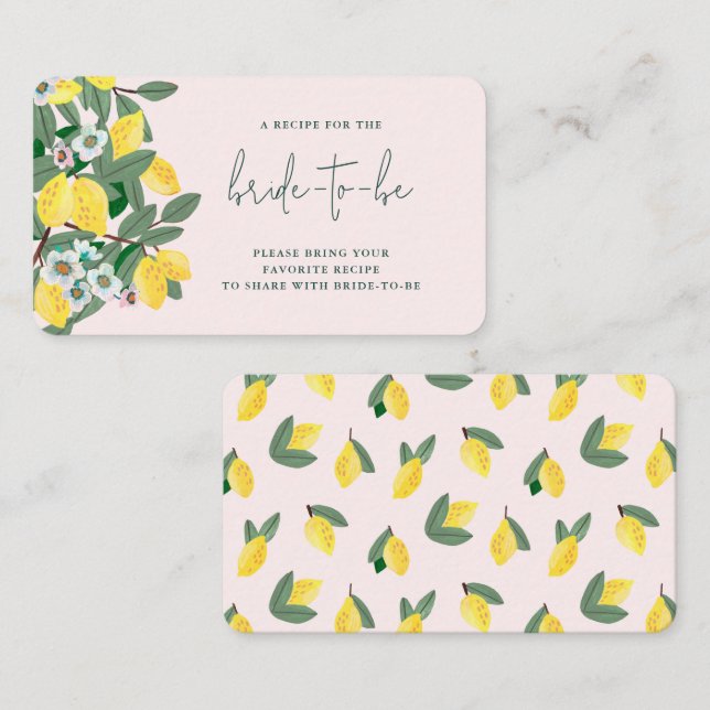Italiensk citron - bröllopsfest för bruden dela re tilläggskort (Fram/baksida)