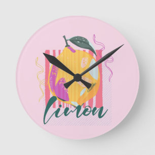 Italiensk citron rosa rund klocka