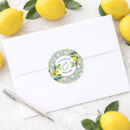 Italiensk citronmonogram kuvert sigill runt klistermärke