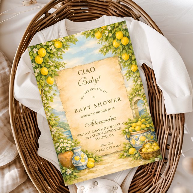 Italiensk citronträdgårds baby shower inbjudningar (Skapare uppladdad)