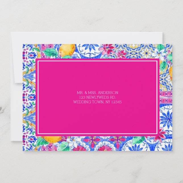 Italiensk citronvattenfärg platt tackkort tack kort (Baksida)