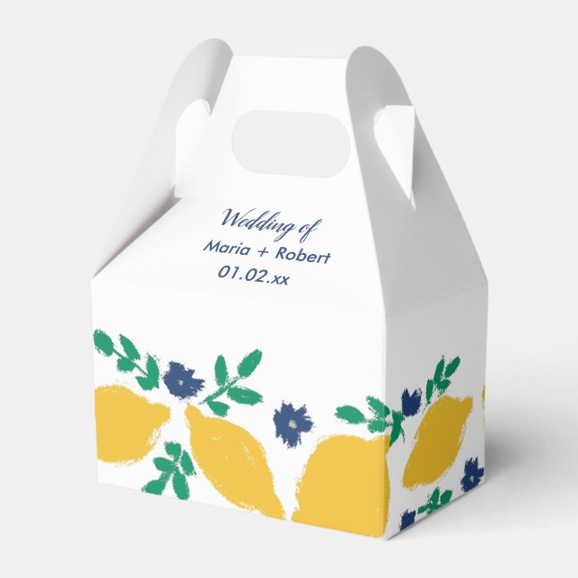 Italiensk Citrus Citron Handritad Bröllop Presentaskar (Framsidan Sidan)