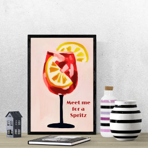 Italiensk Cocktail Happy Hour Vintage Retro Färggl Poster