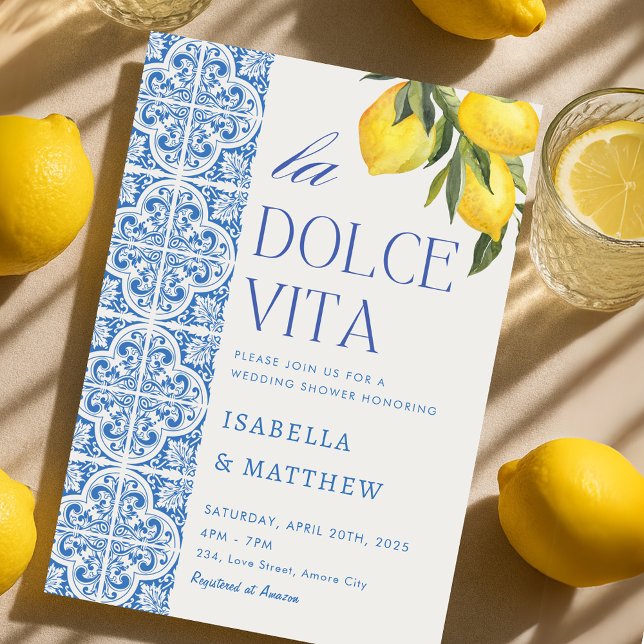 Italiensk Dolce Vita-par Blandad bröllosdusch Inbjudningar (Italian Dolce Vita Couple Coed Wedding Shower Invitation)