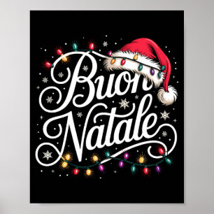 Italiensk familj julbelysning röd tomtehatt Buon Poster