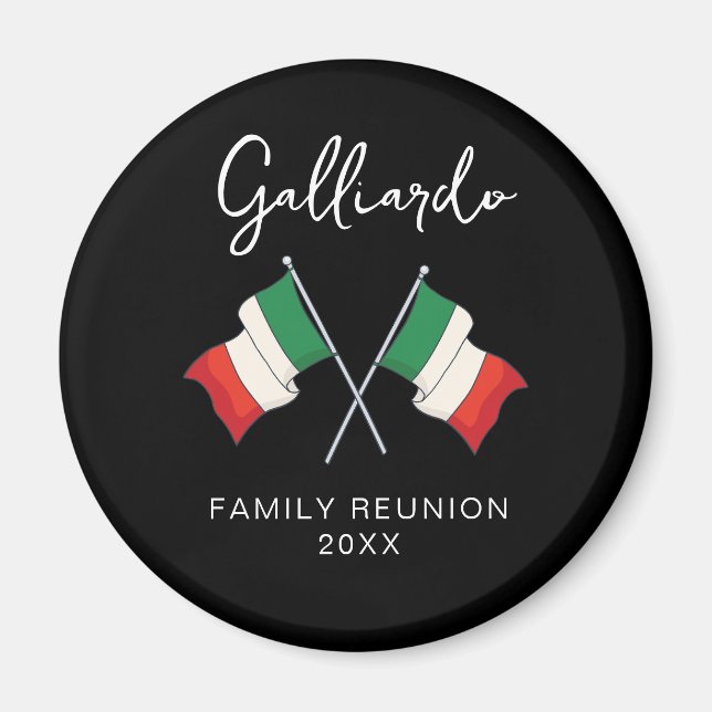 Italiensk flagg familjeåterträff  magnet (Framsidan)