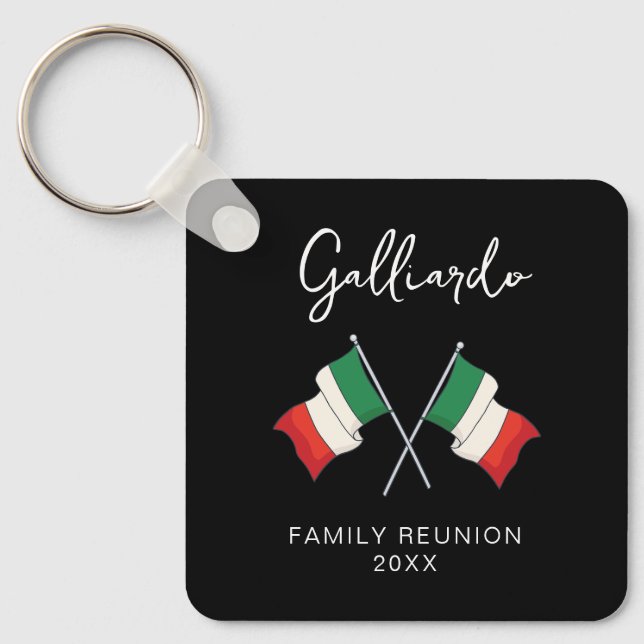 Italiensk flagg familjeåterträff  nyckelring (Framsida)