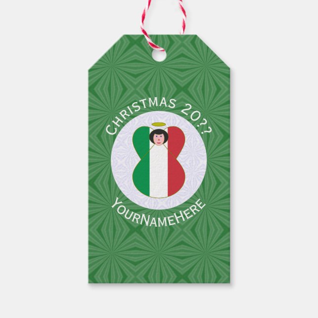 Italiensk flagg julängel Personlig  Presentetikett (Framsidan)
