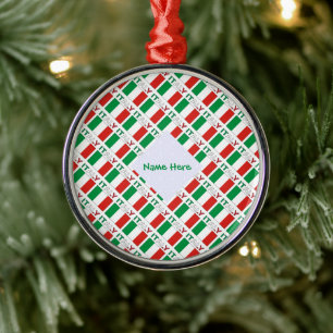Italiensk flagg mosaik personlig heraldisk design julgransprydnad metall