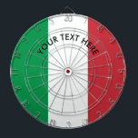Italiensk flagga av darttavla<br><div class="desc">Italiensk flagga av italienanpassningsbardartboarden. Designen för landflaggaleken för hem,  sovrummet,  puben,  puben,  pilen för pride för tricolore för mancaveEtc. Italia stiger ombord. Personalizable med din egna text.  Den kalla arvgåvaidén för vänner,  familjen,  medarbetare,  tonåring ungar Etc.</div>
