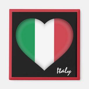 Italiensk flagga & italiensk Italien för hjärtresa Magnet