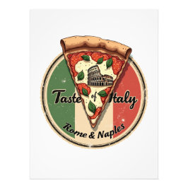 Italiensk Flagga med Vintage Rom & Neapel Pizza Fototryck