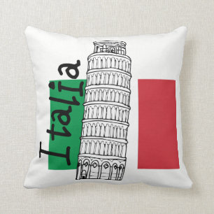 Italiensk flagga och benägenhettorn av Pisa Kudde