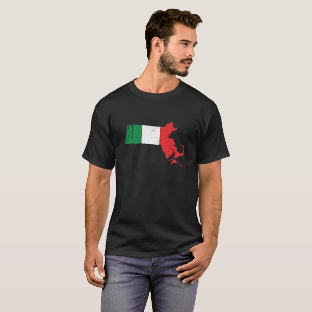 Italiensk flagga över Massachusetts Tee (Hel framsida)