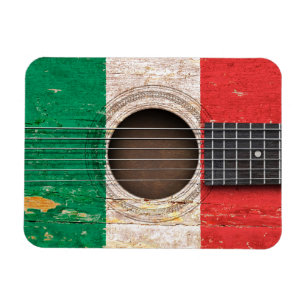 Italiensk flagga på den gammala akustiska gitarre magnet