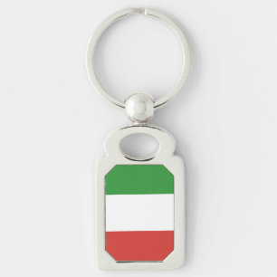 Italiensk flagga rektangulärt silverfärgad nyckelring
