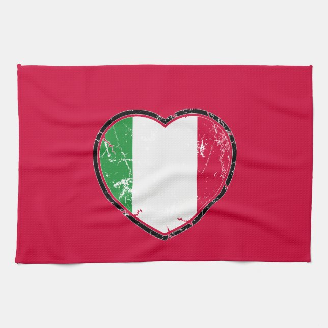 Italiensk flaggahjärtakökshandduk kökshandduk (Horisontell)