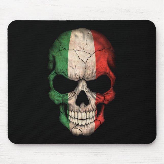 Italiensk flaggaskalle på svart musmatta (Framsidan)