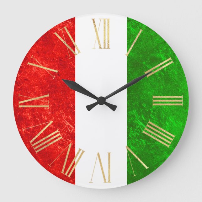 Italiensk flaggdesign stor klocka (Framsida)