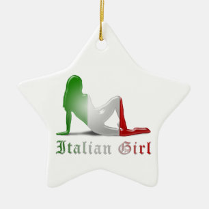 Italiensk flickaSilhouetteflagga Julgransprydnad Keramik