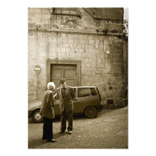 Italiensk gataplats i sepia fototryck