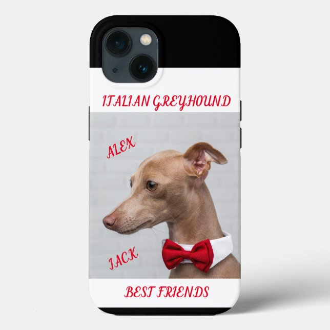 ITALIENSK GREYHOUND APPLE IPHONE 13 FODRAL & NAMN. (Baksida)