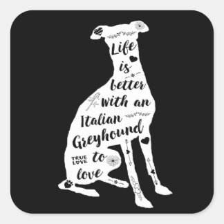 italiensk greyhound-design kuransk greyhound-hund fyrkantigt klistermärke