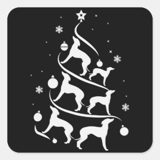 italiensk greyhound julgran hund älskare fyrkantigt klistermärke