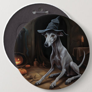 Italiensk Greyhound Pumpakvar Halloween Skräckinja Knapp