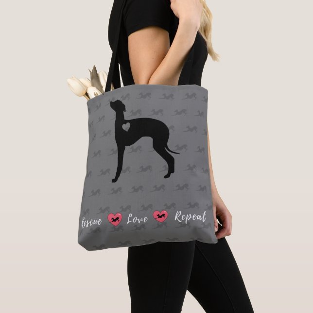 Italiensk Greyhound Rädding Bag, Iggy. Tygkasse (Närbild)