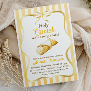 Italiensk gul rosett Söt helig Cannoli Baby Shower Inbjudningar