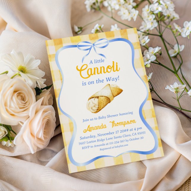Italiensk gul söt liten cannoli-bebisfest inbjudningar (Skapare uppladdad)