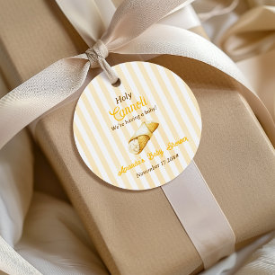 Italiensk gulrandig helig cannoli baby shower gåvor etiketter