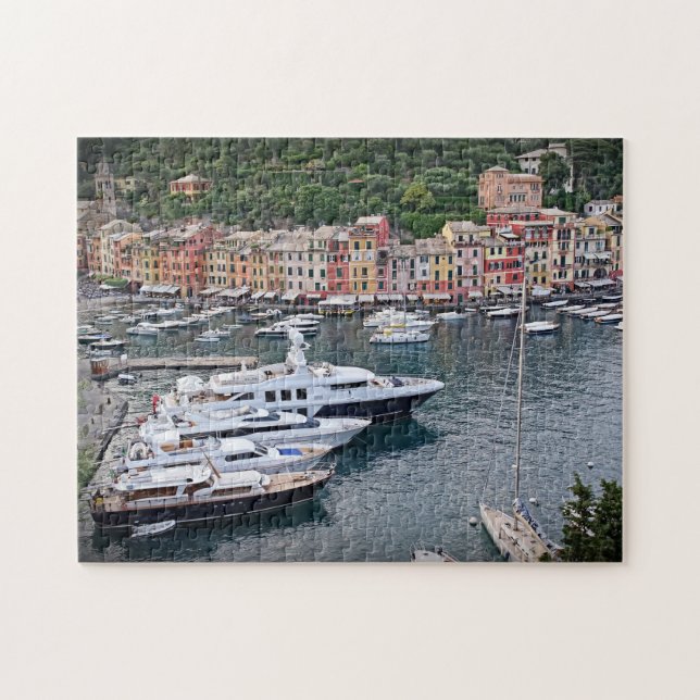 Italiensk hamnby - Portofino pussel (Horisontell)