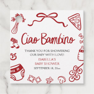 Italiensk Handritad Pizza Ciao Bambino Baby Shower Gåvor Etiketter
