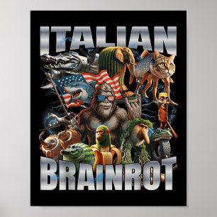 Italiensk hjärnrot Stor meme 4:e juli flagga fot Poster