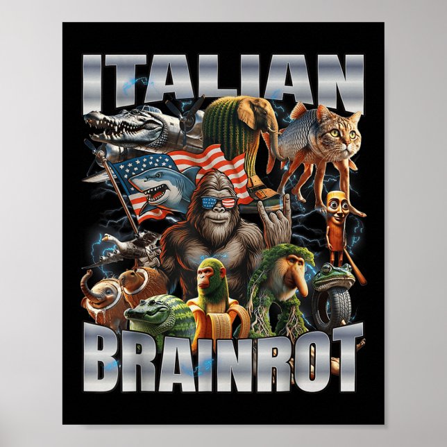 Italiensk hjärnrot Stor meme 4:e juli flagga fot Poster (Framsidan)