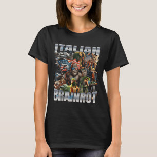 Italiensk hjärnrot stor meme 4 juli flaggfot t shirt
