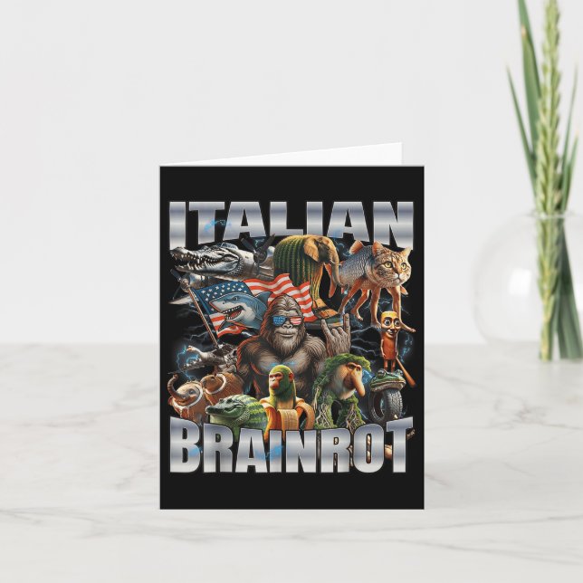 Italiensk hjärnröta Stor meme 4:e Juli Flagga Fot  Kort (Framsida)