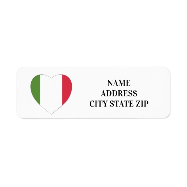 **ITALIENSK HJÄRTA** RETURADRESSETIKETT RETURADRESS ETIKETT (Framsidan)