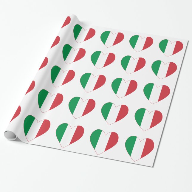 Italiensk hjärtflagga presentpapper (Utrullad)
