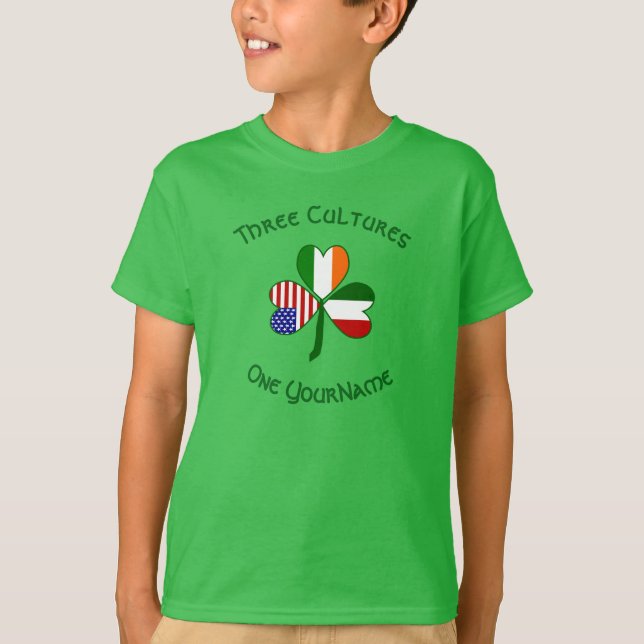 Italiensk irländsk amerikansk Flaggor Shamrock Per T Shirt (Framsida)