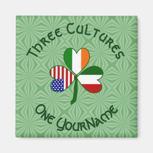 Italiensk irländsk amerikansk Shamrock Flagga Pers Magnet