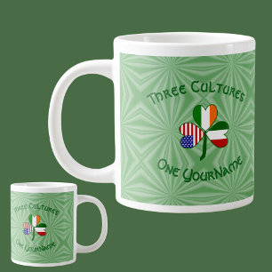 Italiensk Irländsk Amerikansk Shamrock Personlig Jumbo Mugg