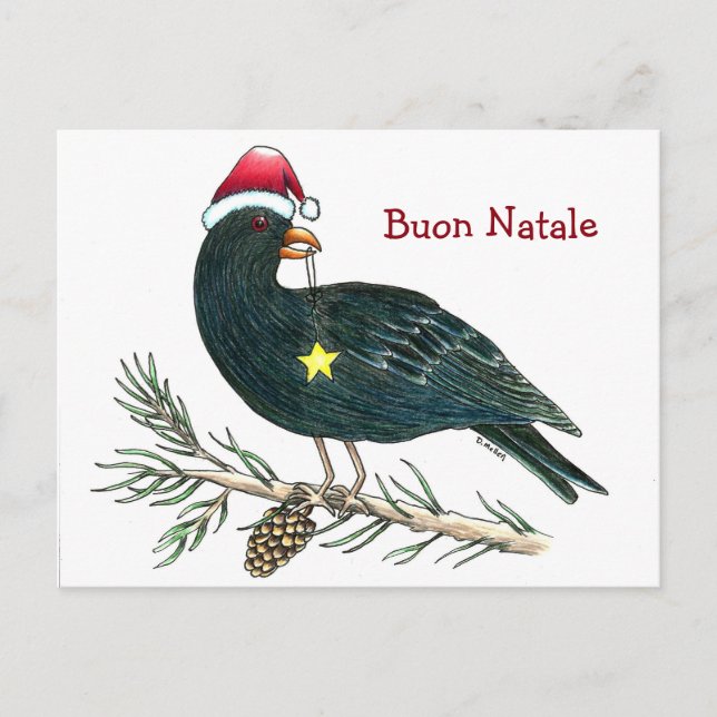 Italiensk julvykort "Buon Natale ", Helg Vykort (Framsida)