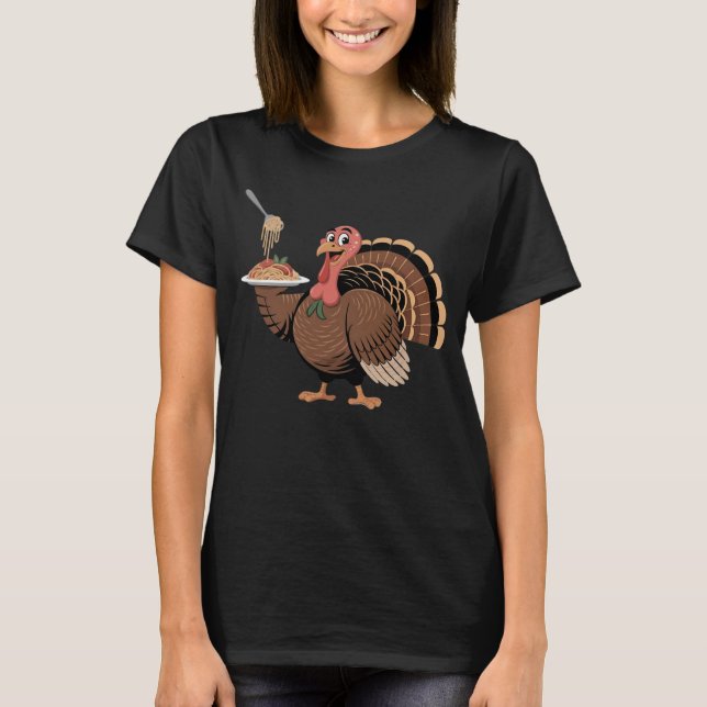 Italiensk kalkon serverar spaghetti Rolig matrolic T Shirt (Framsida)