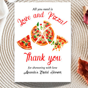 Italiensk kärlek & Pizzaparty Bröllopsdusch Tack Kort