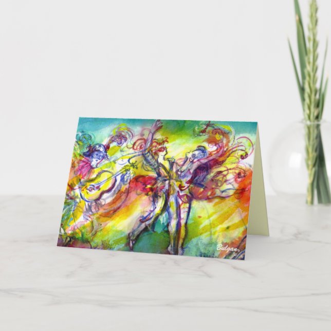 ITALIENSK KARNIVAL DANCE OCH MUSIC Valentine Day Helgkort (Framsida)